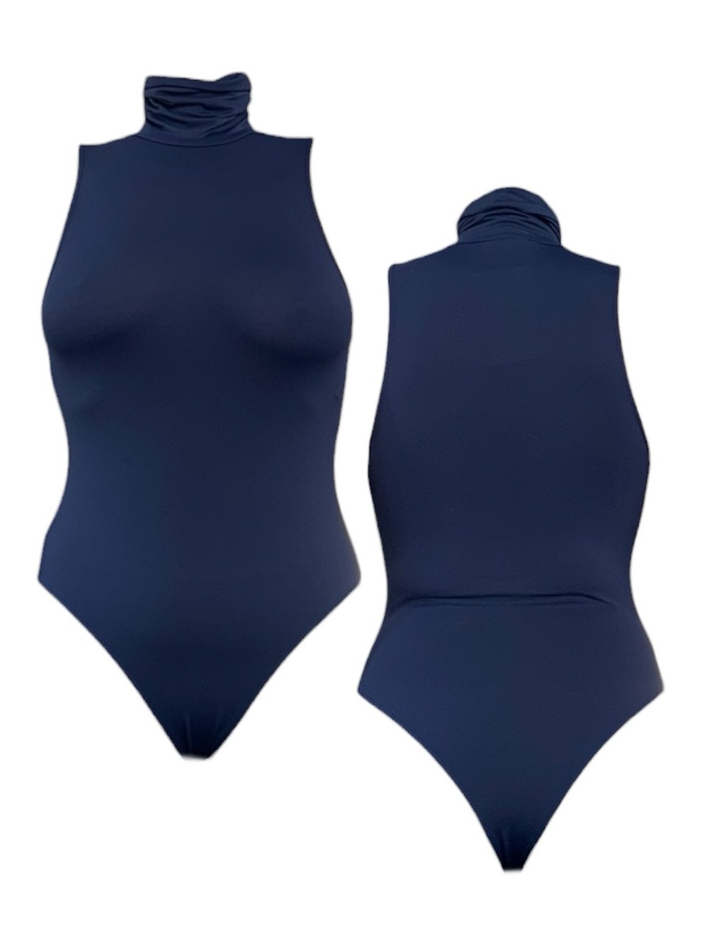 Zara Navy Blue Sleeveless Mock Neck Bodysuit
